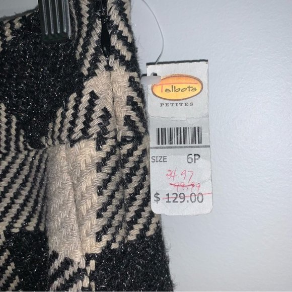 NWT Vintage Talbots Two Piece Skirt Jacket Buffalo Plaid Tan Black Size 6 Petite - Picture 12 of 16
